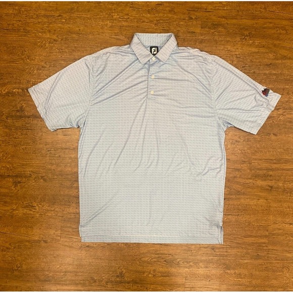 FootJoy Other - FootJoy Performance Blue White Square Striped Stretch Golf‎ Polo Shirt Men's XL